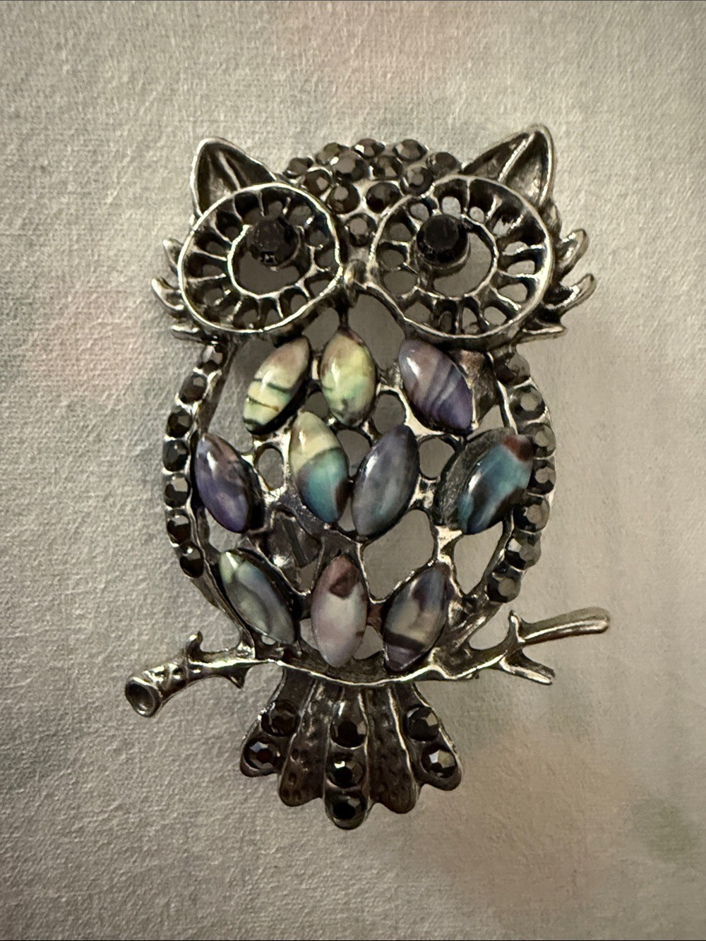 Multicolor Owl Brooch with Iridescent Accent Stones - Women's Jewelry
